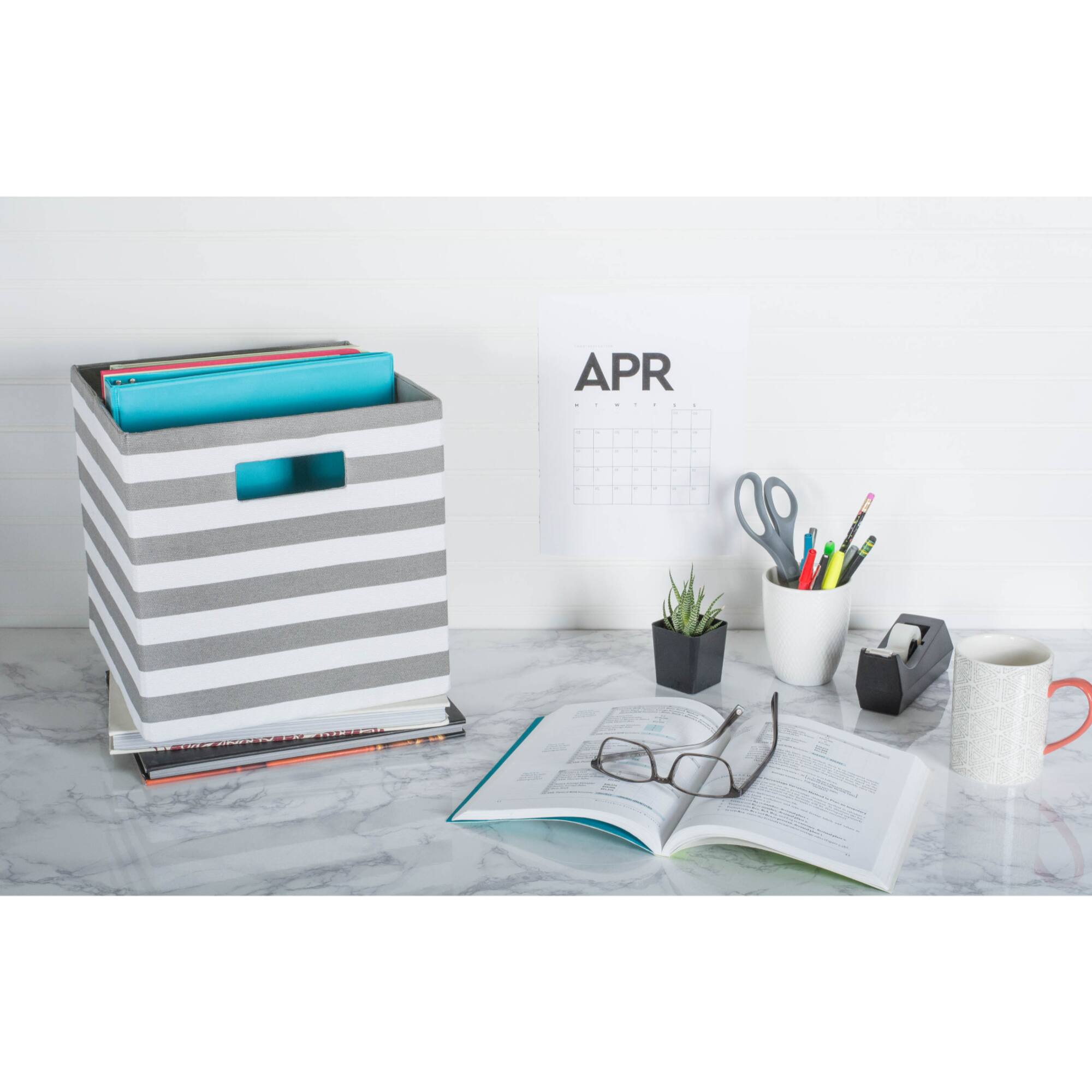 DII® Square Gray Pinstripe Polyester Cube